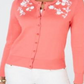 Charter Club Women's Floral Applique Cardigan Pink Size X-Large