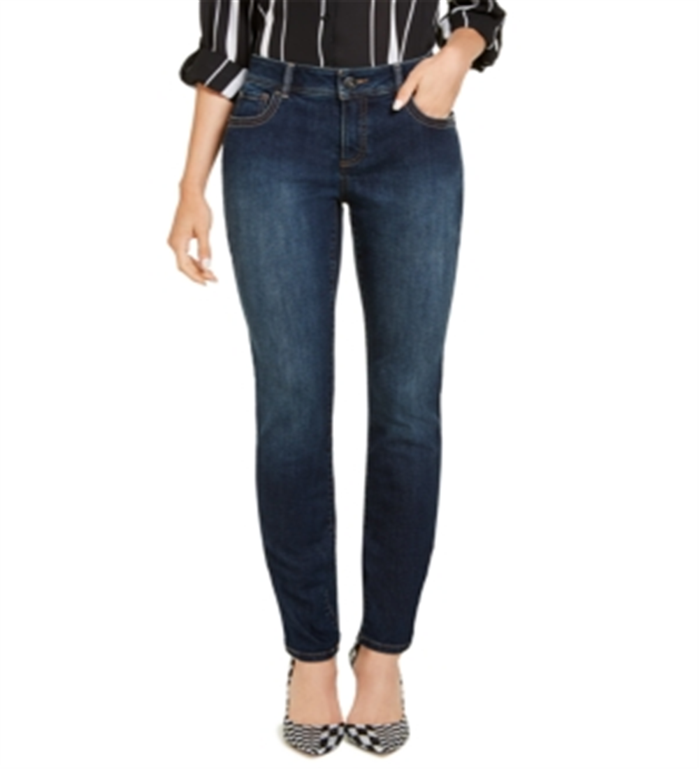 INC Women's Essential Curvy-Fit Skinny Jeans with Tummy Control Blue Size 4