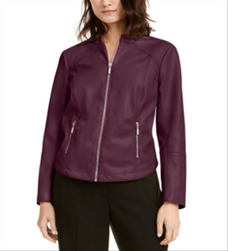 Alfani Women's Faux Leather Jacket Brown Size Petite Petite