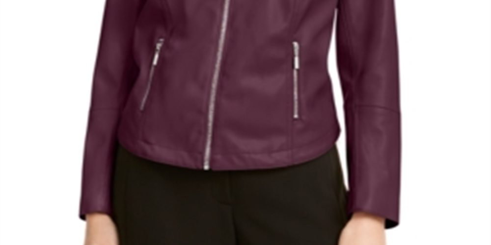 Alfani Women's Faux Leather Jacket Brown Size Petite Petite