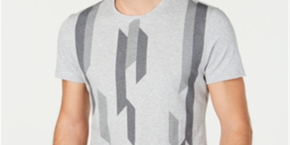 Alfani Men's Bar Graphic Intarsia T-Shirt Gray Size Small