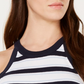 Maison Jules Women's Striped Sleeveless Halter Top Blue Size Small