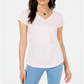 Maison Jules Women's Striped V Neck Top Pink Size Small
