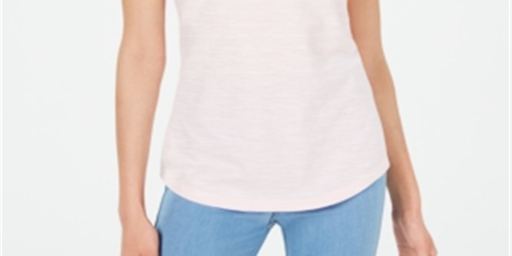 Maison Jules Women's Striped V Neck Top Pink Size Small