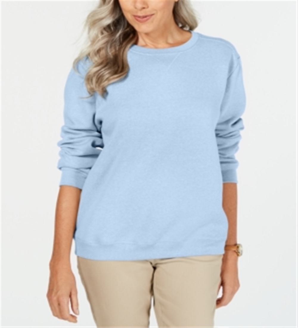 Karen Scott Women's  Petite Crewneck Fleece Sweatshirt  Blue Size PXS