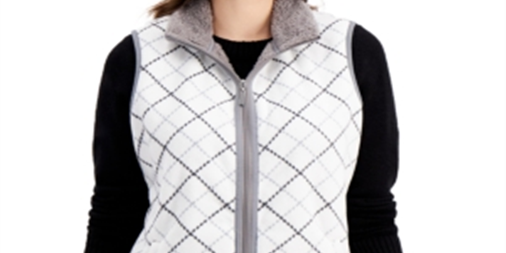 Karen Scott Women's Plaid Vest White Size Small