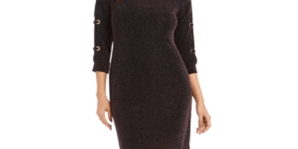 JM Collection Women's Metallic Grommet Sleeve Sheath Dress Purple Size X-Large