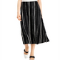 Alfani Women's Striped Comfort Waist MIDI Skirt Black Size Petite Large