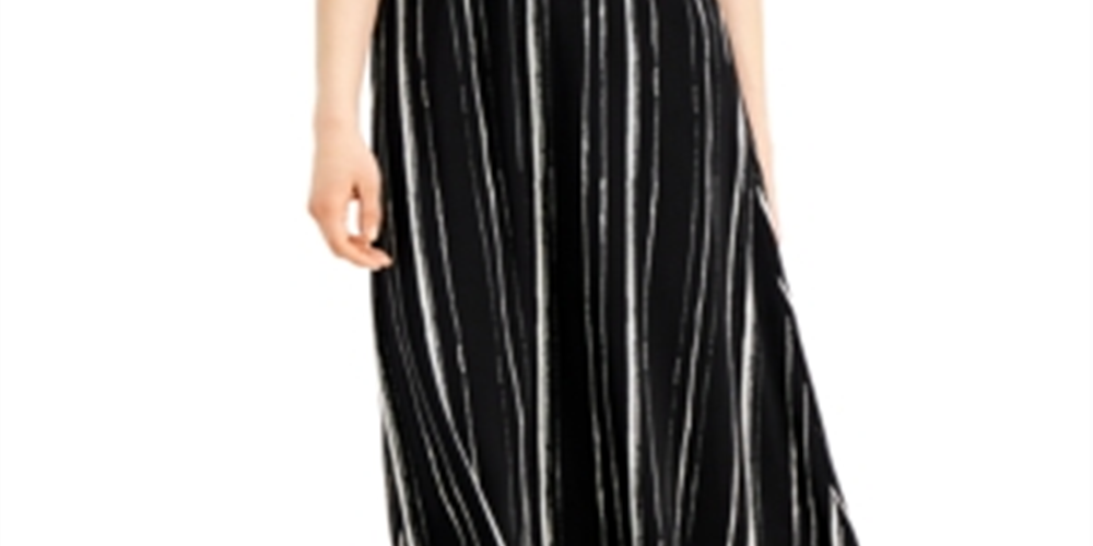 Alfani Women's Striped Comfort Waist MIDI Skirt Black Size Petite Large