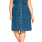 City Chic Women's Trendy Cotton Denim Button Front Dress Blue Size 16W