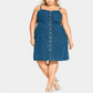 City Chic Women's Trendy Cotton Denim Button Front Dress Blue Size 16W