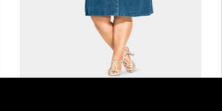 City Chic Women's Trendy Cotton Denim Button Front Dress Blue Size 16W