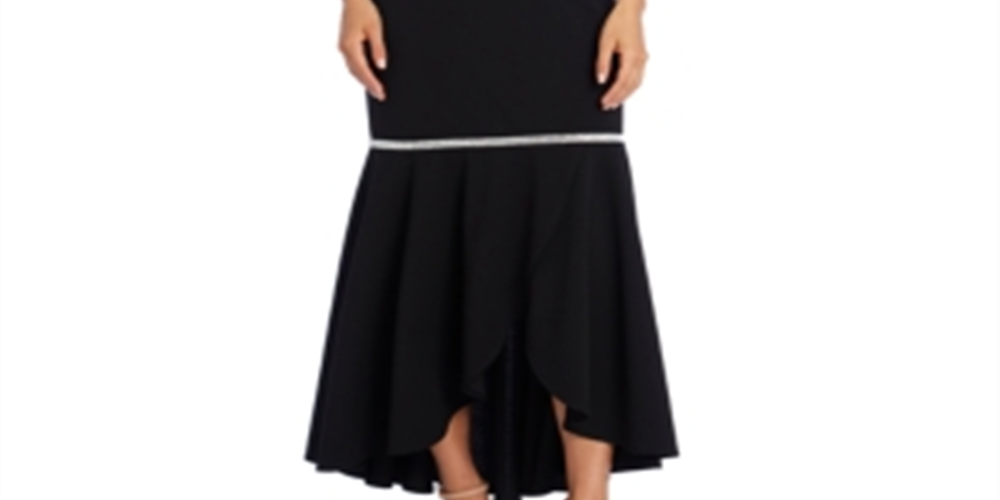 R & M Richards Women's Embellished Mermaid Gown Black Size 14 Petite