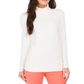 Charter Club Women's Heathered Ribbed Turtleneck Top White Size XX-Large