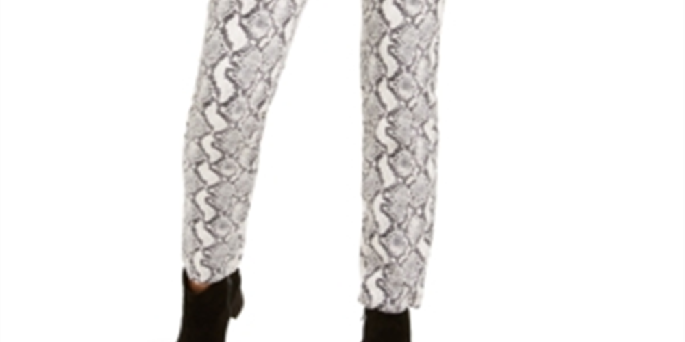 INC International Concepts Women's Snake Print Skinny Jeans Gray Size 0
