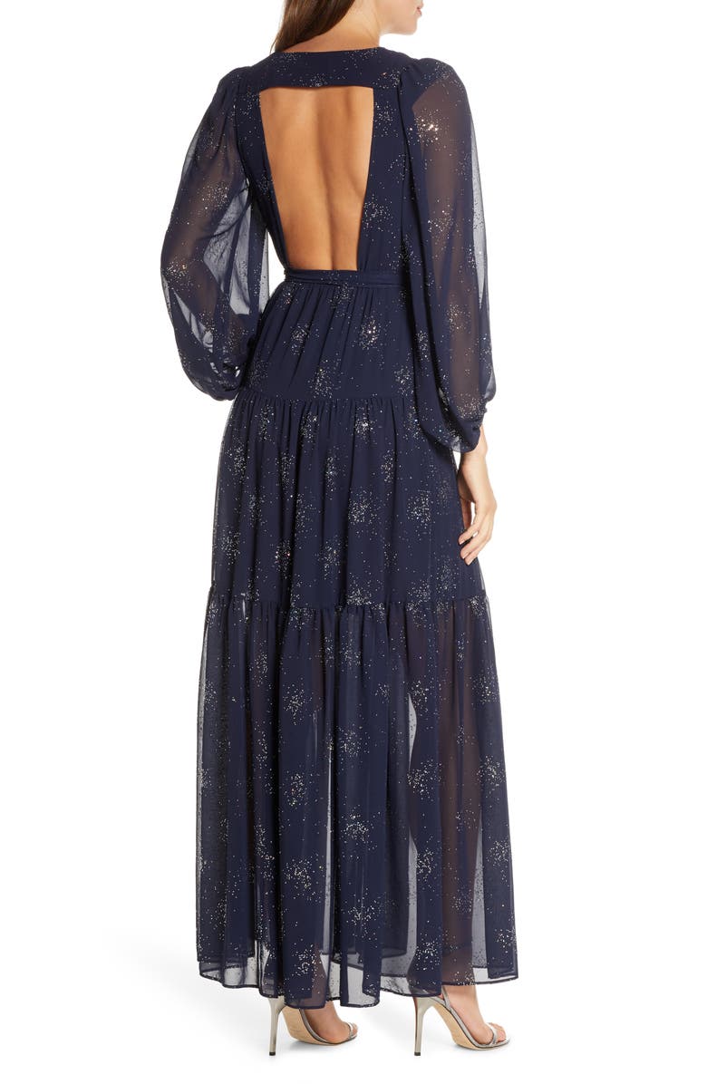 Eliza J Women's Glitter Star Maxi Dress Blue Size 12