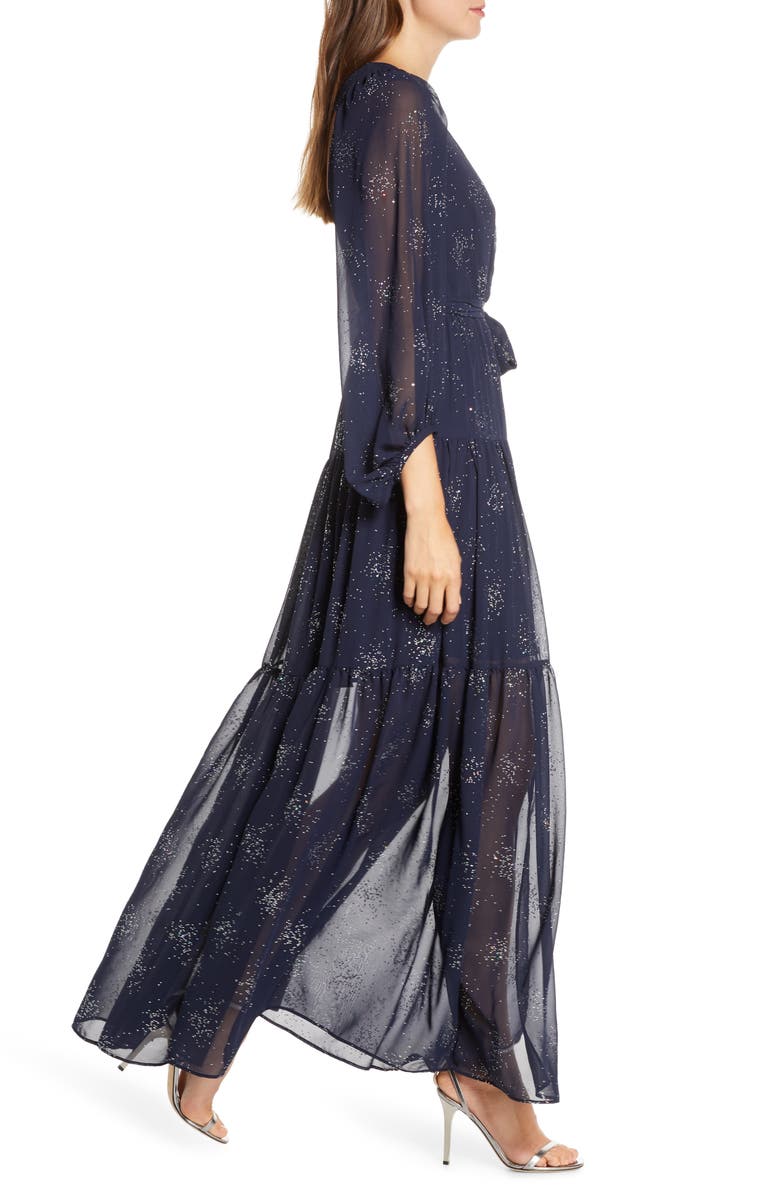 Eliza J Women's Glitter Star Maxi Dress Blue Size 12