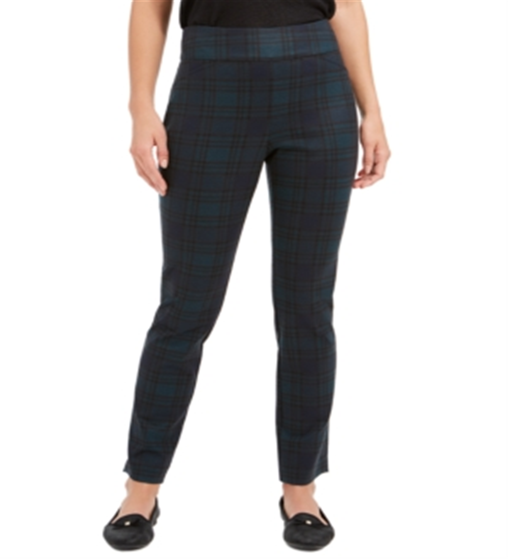 Charter Club Women's Plaid Pull on Pants Green Size 16 Petite