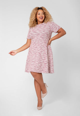Leota Women's Short Sleeve Mackenzie Dress in Pink Multi (Curve)
