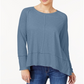Style & Co Women's Cotton High Low Top Blue Size M