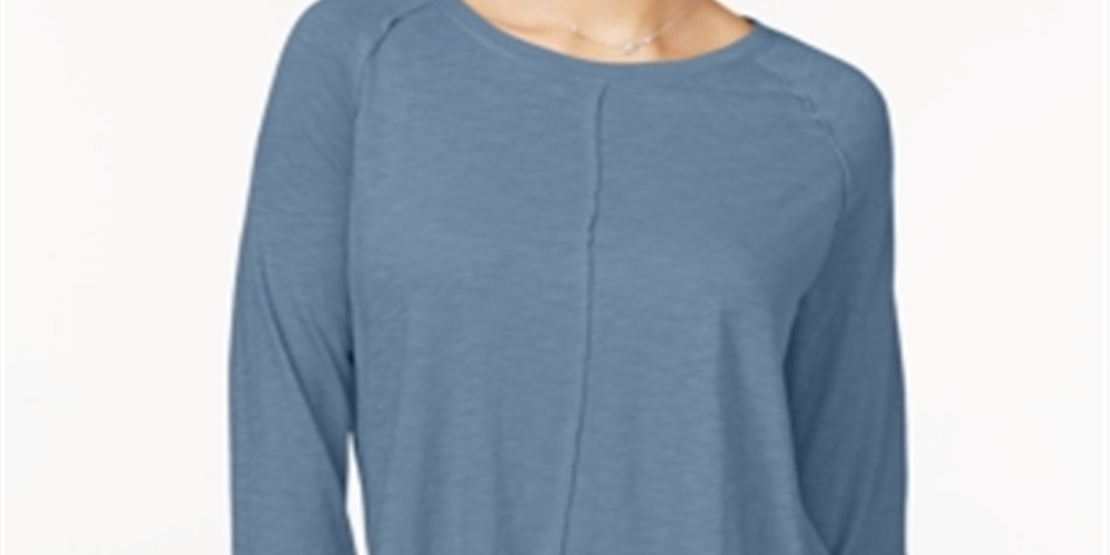 Style & Co Women's Cotton High Low Top Blue Size M