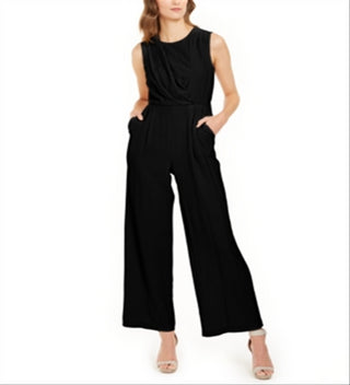 Calvin Klein Women's Textured Sleeveless Jumpsuit Black Size 8