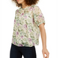 INC International Concepts Women's Puff Sleeve Floral Blouse White Size X-Large