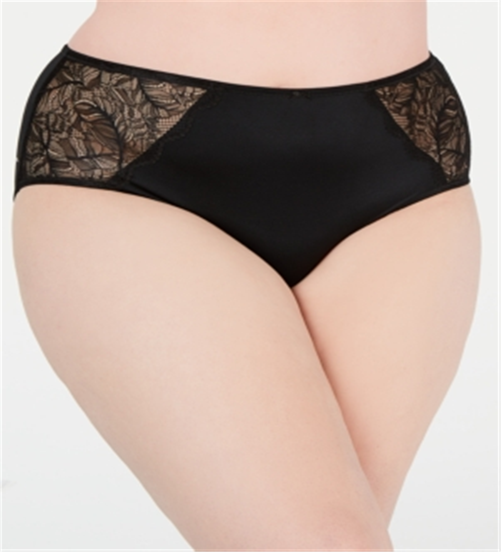 INC International Concepts Women's Plus Lace Inset Bikini Hipster Panty Black Size 2X