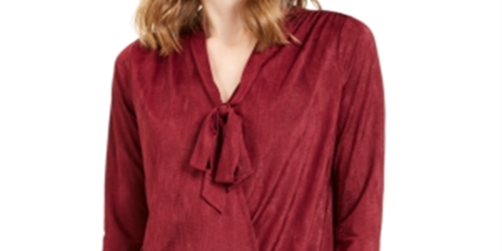 Alfani Women's Tie Neck Top Red Size Petite S