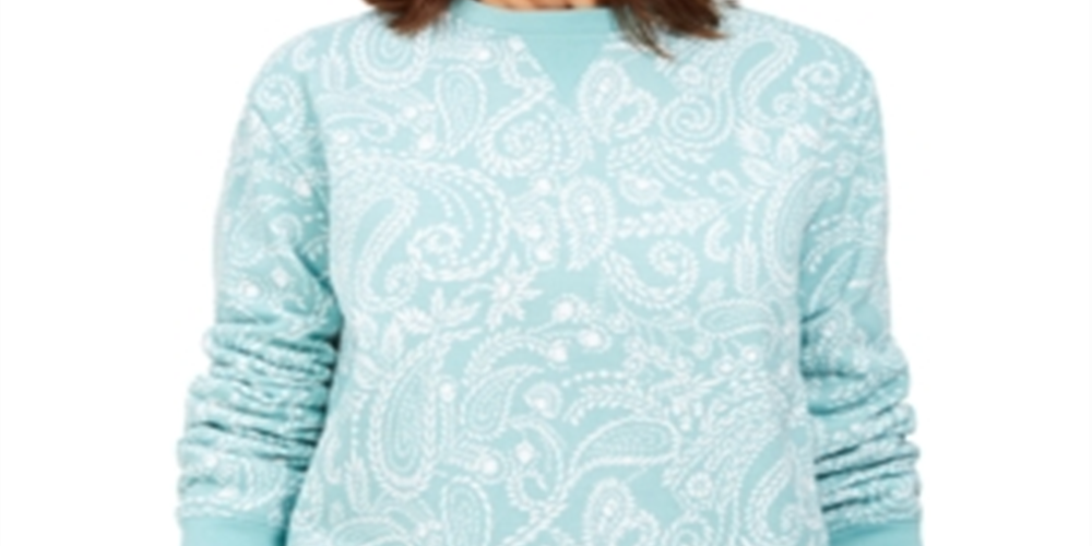 Karen Scott Women's Paisley Print Sweatshirt -Green Size Petite M