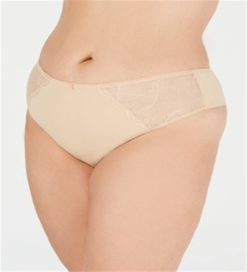 INC International Concepts Women's Lace Trim Solid Elastic Everyday Thong Brown Size 2X