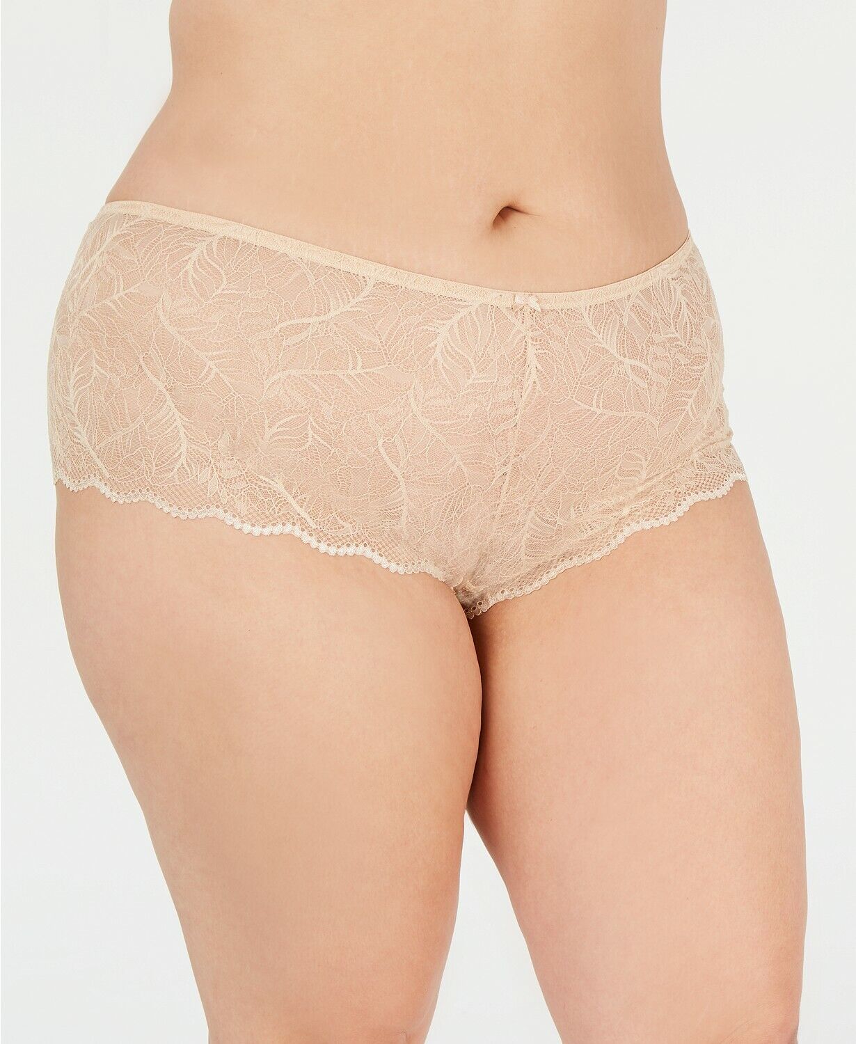 INC International Concepts Women's Lace Solid Elastic Everyday Short Brown Size 1X