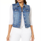 INC International Concepts Women's Lace up Denim Vest Blue Size X-Large
