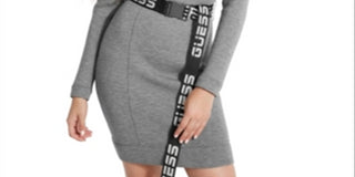 Guess Women's Cut Out Belt Charlize Sweaterdress Gray Size Large