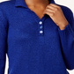 Karen Scott Women's Marled Button Sweater Havana Blue Marl Size  XXL