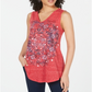 Style & Co Women's Graphic V Neck Swing Top Red Size Large