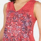 Style & Co Women's Graphic V Neck Swing Top Red Size Large