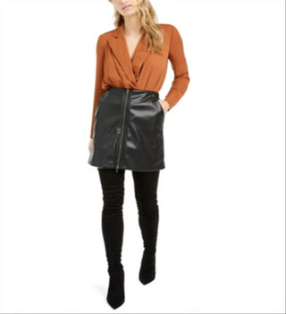 Bar III Women's Faux Leather Mini Skirt Black Size XX-Large