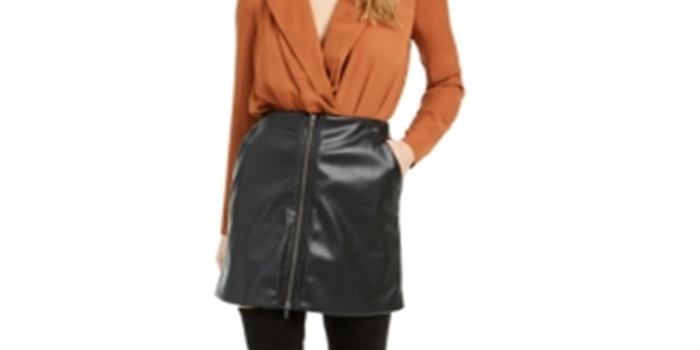 Bar III Women's Faux Leather Mini Skirt Black Size XX-Large