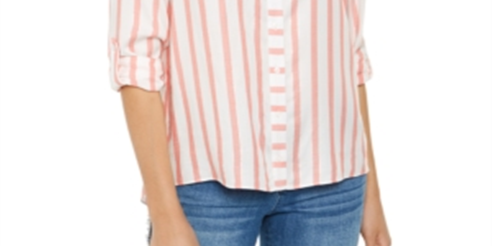 IINC International Concepts Women's Metallic Striped Blouse Orange Size X-Large