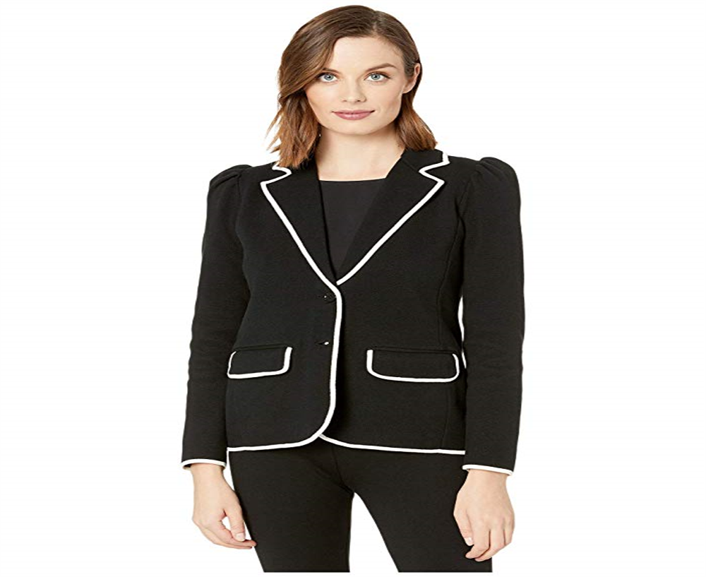 Ralph Lauren Women's Trimmed Cotton Blend Blazer Black Size Small