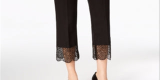 Alfani Women's Lace-Hem Ankle Pants Black Size 14 Petite