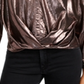 Current Air Women's V Neck Metallic Blouse Brown Size Medium