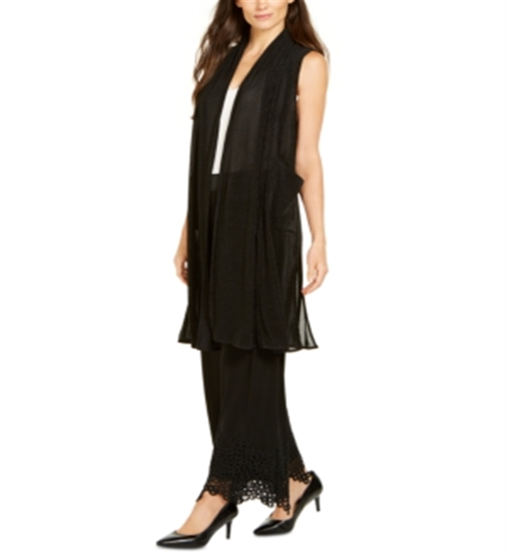 Alfani Women's Pleated Mesh Vest Black Size XL