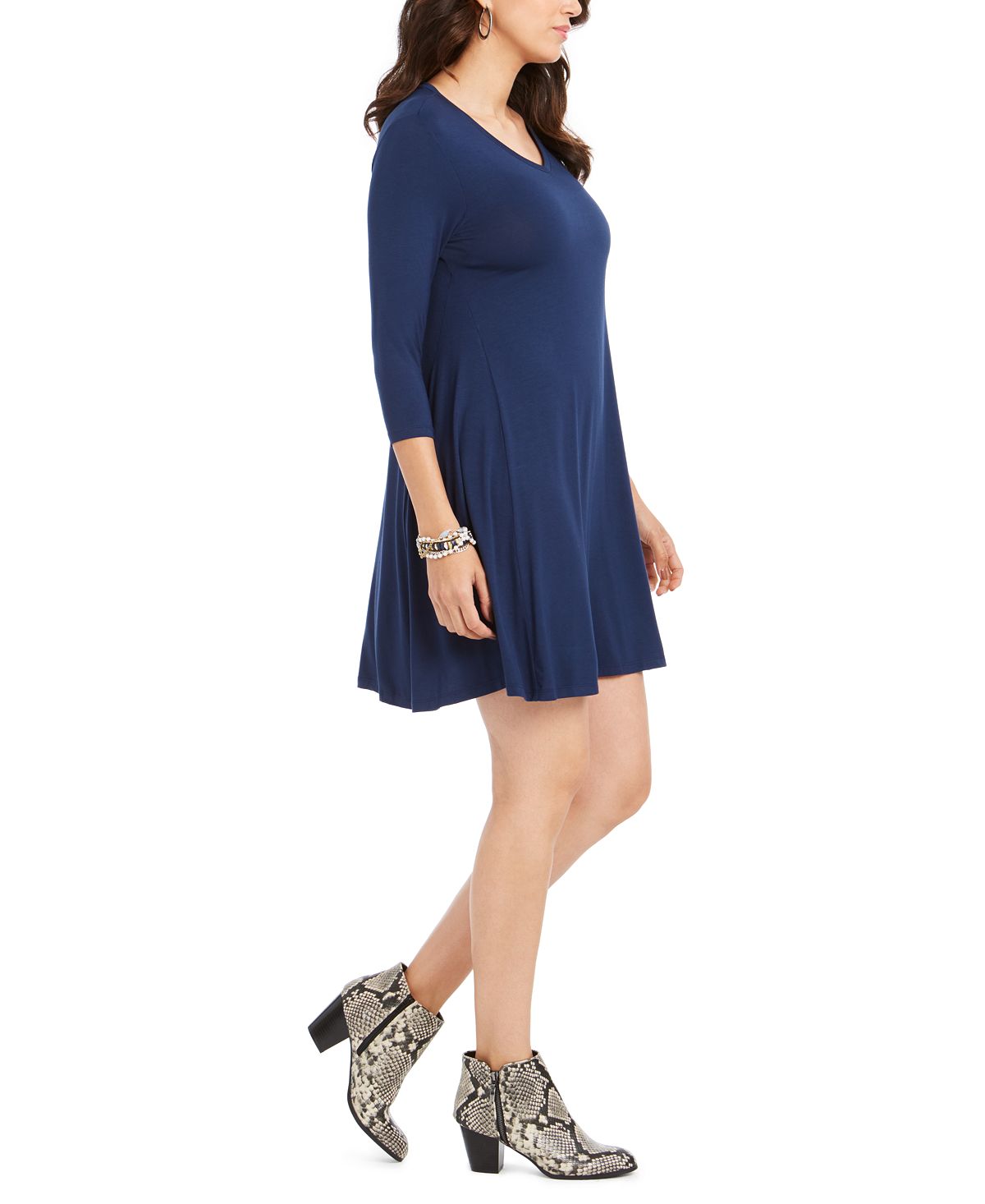 Style & Co Women's Swing Dress Dark Blue Size Petite XL