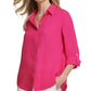 DKNY Women's Cuffed Sleeve Hidden Placket Blouse Pink Size X-Large