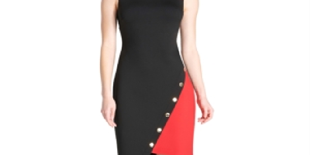 Tommy Hilfinger Women's Embellished Zippered Sleeveless Jewel Neck Above the Knee Sheath Wear to Work Dress Black Size 10