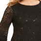 JM Collection Women's Rose Lace Top Black Size Medium
