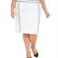 Calvin Klein Women's Plus Contrast Piping Pencil Skirt White Size 20W
