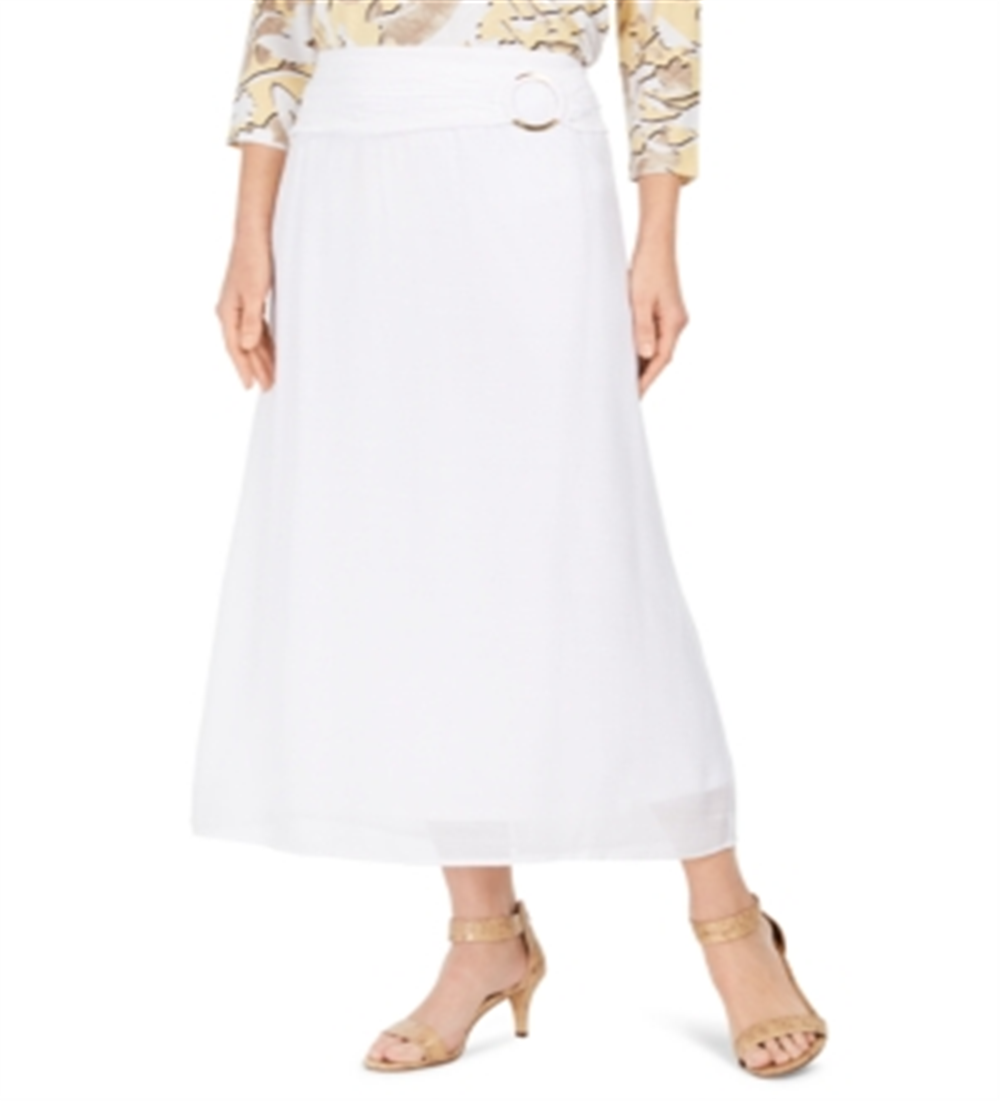 JM Collection Women's Gauze O Ring Skirt White Size Small